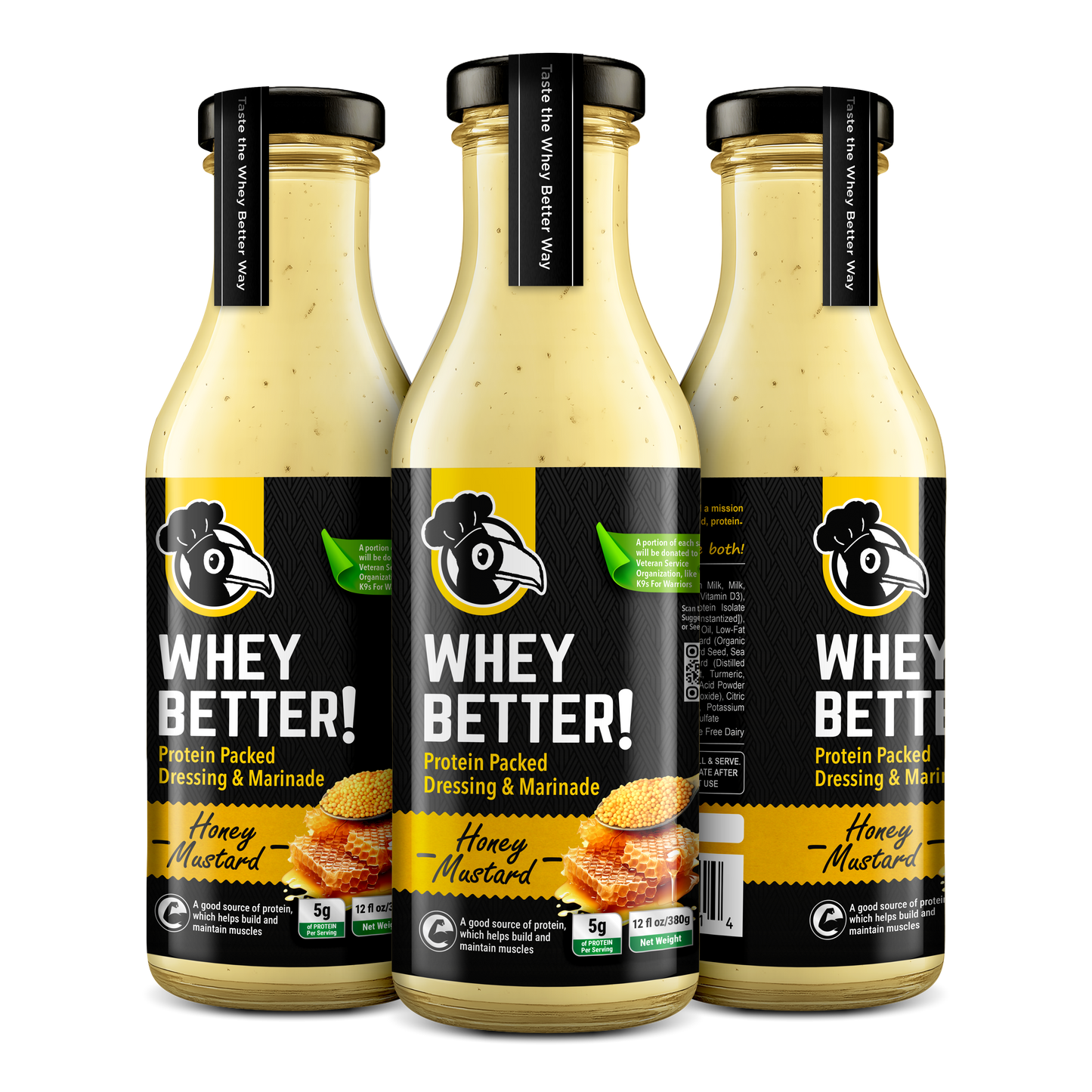 Whey Better! Protein-Packed Ranch Dressing & Marinade – 2 Bottle Bundle – 12 oz Glass – 5g Protein per serving – Clean Ingredients