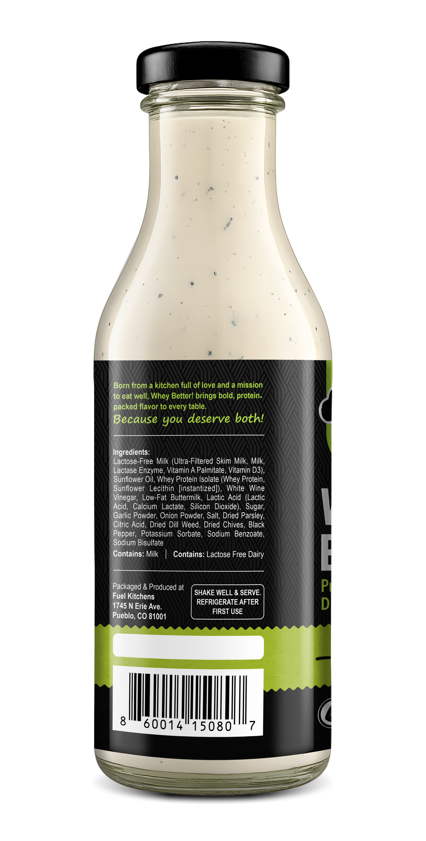 Whey Better! Protein-Packed Ranch Dressing & Marinade – 2 Bottle Bundle – 12 oz Glass – 5g Protein per serving – Clean Ingredients