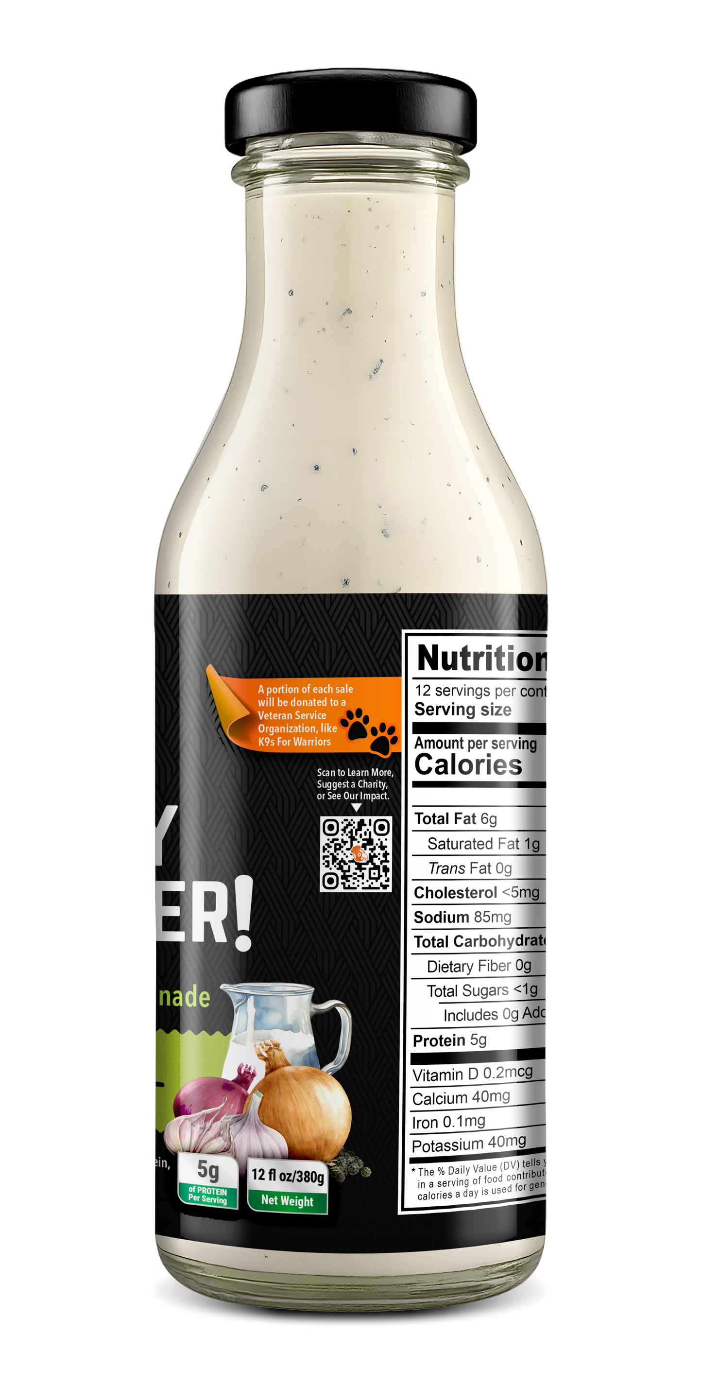 Whey Better! Protein-Packed Ranch Dressing & Marinade – 2 Bottle Bundle – 12 oz Glass – 5g Protein per serving – Clean Ingredients